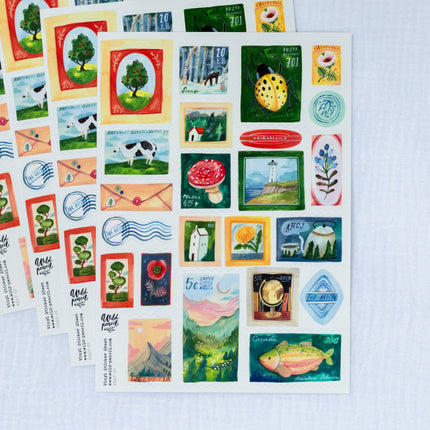 Feuille de stickers vinyle — Timbres