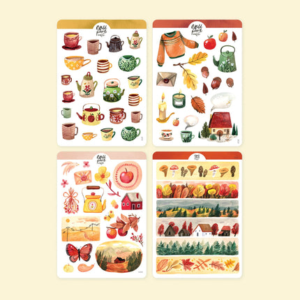 Lot de planches de stickers— Automne cozy