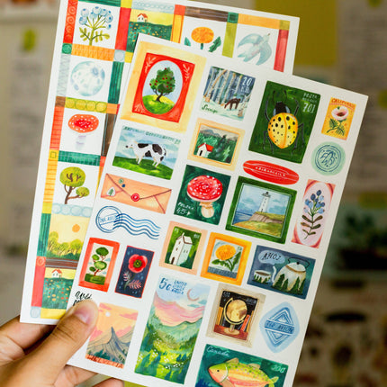 Feuille de stickers vinyle — Timbres