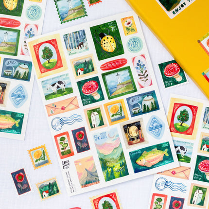 Feuille de stickers vinyle — Timbres