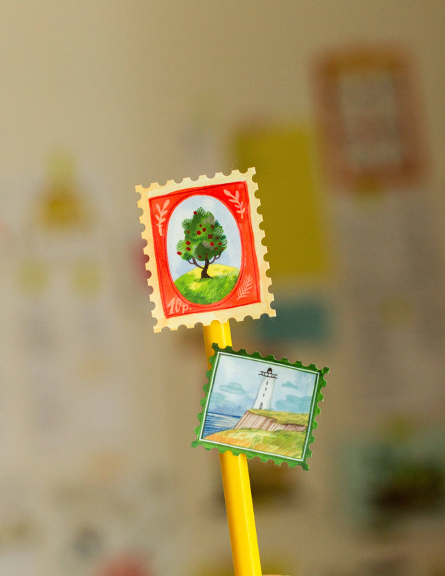 Feuille de stickers vinyle — Timbres