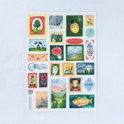 Feuille de stickers vinyle — Timbres
