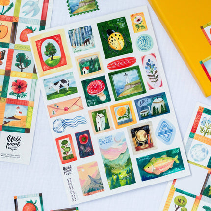 Feuille de stickers vinyle — Timbres